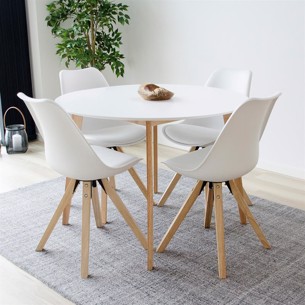 Vojens Spisebordssæt - 4 stole Natur/hvid